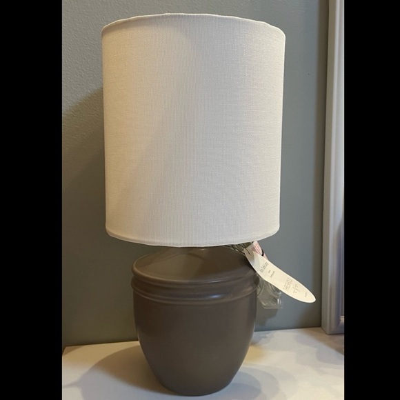 Threshold Ceramic Mini Table Lamp, Gray, White Shade, Set of 2, NIB - Picture 1 of 5